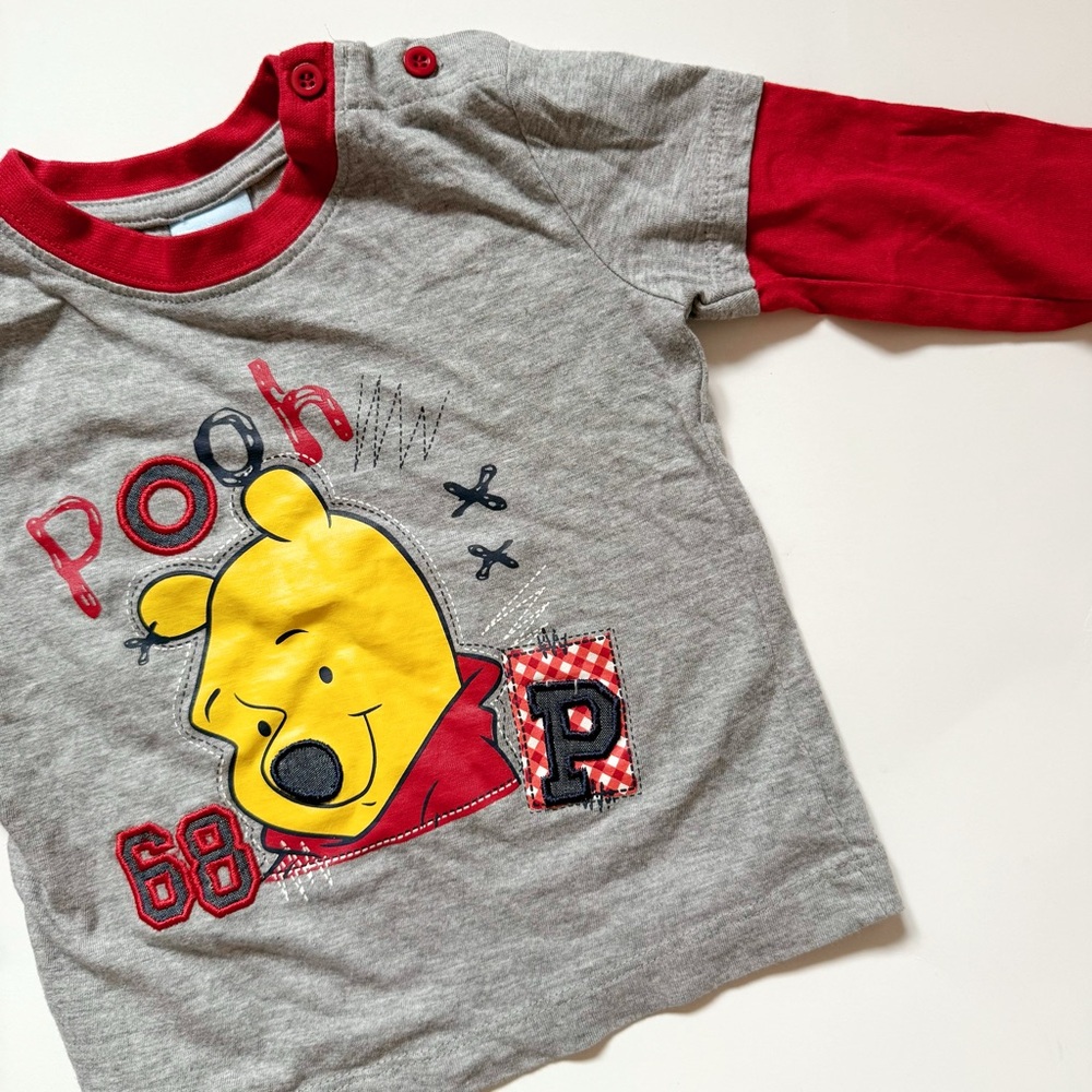 Disney Winnie The Pooh Kids Gray and Red Long Sleeve Tee size 12-18 months